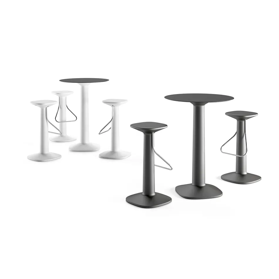 High Round Table in Polyethylene with HPL Top Made in Italy - Pito Viadurini