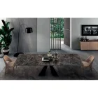 Table with Integrated Extensions in Ceramic and Steel Made in Italy - Dalmata Viadurini