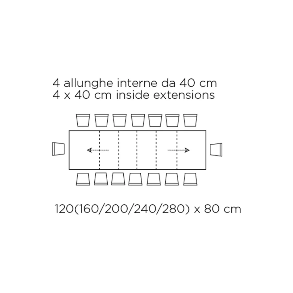 Table with Internal Extensions and Folding Edge in Laminate Made in Italy - Gordito Viadurini