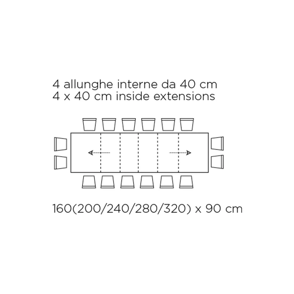 Table with Internal Extensions and Folding Edge in Laminate Made in Italy - Gordito Viadurini