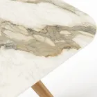 Table with Wooden Base and Ceramic Top Calacatta Hermitage - Infinity Viadurini