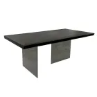 Table with Plated Top in Solid Oak and Base in Crystal Made in Italy - Noelia Viadurini