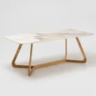 Table with Ceramic Top and Solid Teak Base Made in Italy - Blouse Viadurini