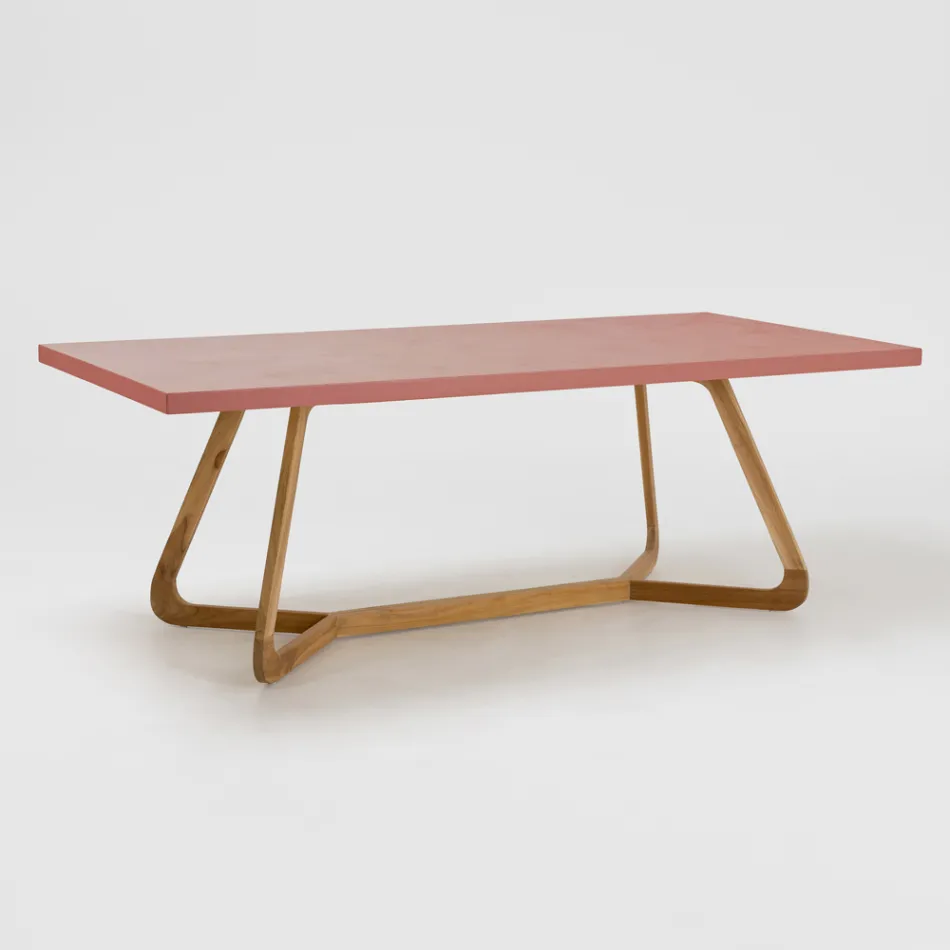 Table with Okumè top with Microcement finish Made in Italy - Blouse Viadurini