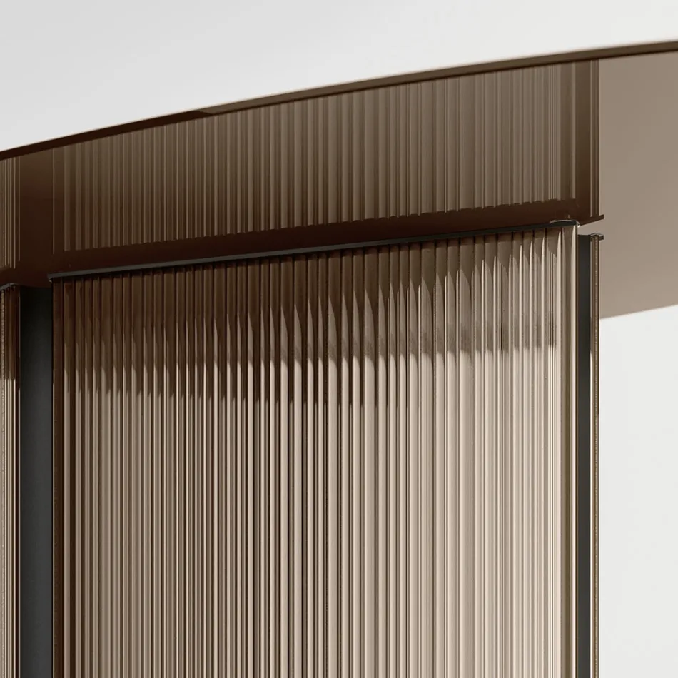 Table with Oval Glass Top and Fused Glass and Metal Base - Foglietto Viadurini