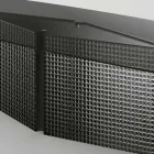 Table with shaped glass top and fused glass and metal base - Foglietto Viadurini