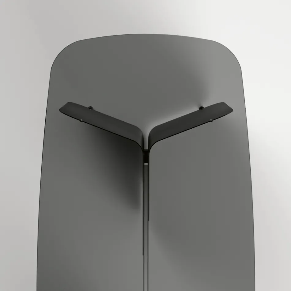 Table with shaped glass top and curved metal base - Piacere Viadurini