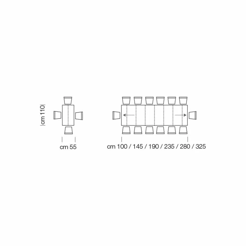 Extendable Console Table up to 325 cm in Melamine Made in Italy - Settimmio Viadurini