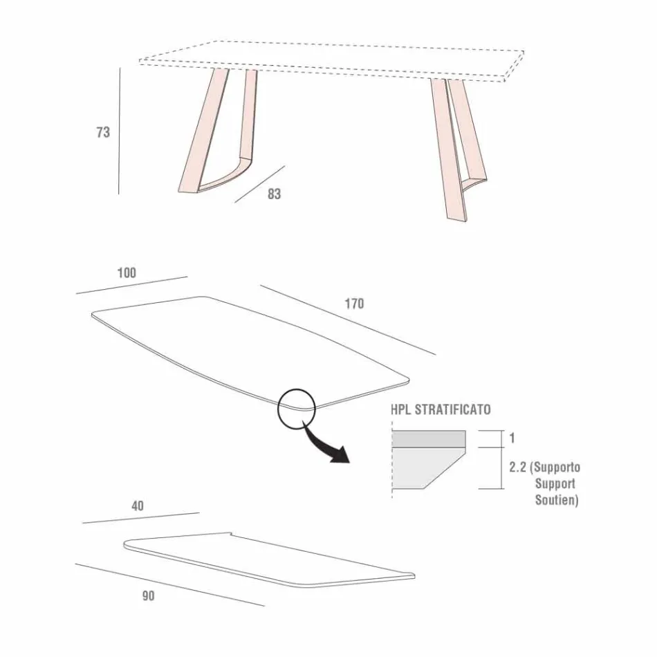 Extendable Kitchen Table Up to 280 cm Marble Effect Made in Italy - Pinocchio Viadurini