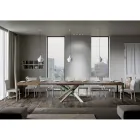Extendable Kitchen Table up to 440 cm in Wood and Iron Made in Italy - Lennon Viadurini