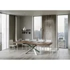 Extendable Kitchen Table up to 440 cm in Wood and Iron Made in Italy - Lennon Viadurini