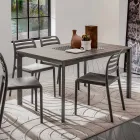 Kitchen Table with Melamine Top and Metal Base Made in Italy - Spilla Viadurini