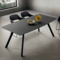 Kitchen Table in Laminated Fenix and Black Aluminum Made in Italy - Lingotto