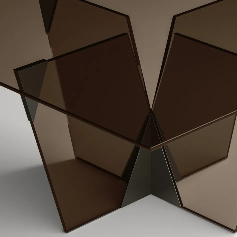 Rectangular Kitchen Table with Glass Top and Base Made in Italy - Tiseo Viadurini