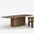 300 cm Glass Table with Metal Base, Made in Italy Design - Lunaria