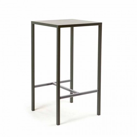 Outdoor Painted Metal Square Bar Table Made in Italy - Fada Viadurini