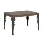 Extendable Kitchen Table in Anthracite Wood and Iron Made in Italy - Sassone Viadurini