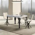 Extendable Kitchen Table in Anthracite Wood and Iron Made in Italy - Sassone Viadurini