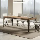 Extendable Kitchen Table in Anthracite Wood and Iron Made in Italy - Sassone Viadurini