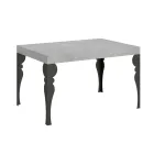 Extendable Kitchen Table in Anthracite Wood and Iron Made in Italy - Sassone Viadurini