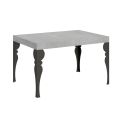 Extendable Kitchen Table in Anthracite Wood and Iron Made in Italy - Sassone