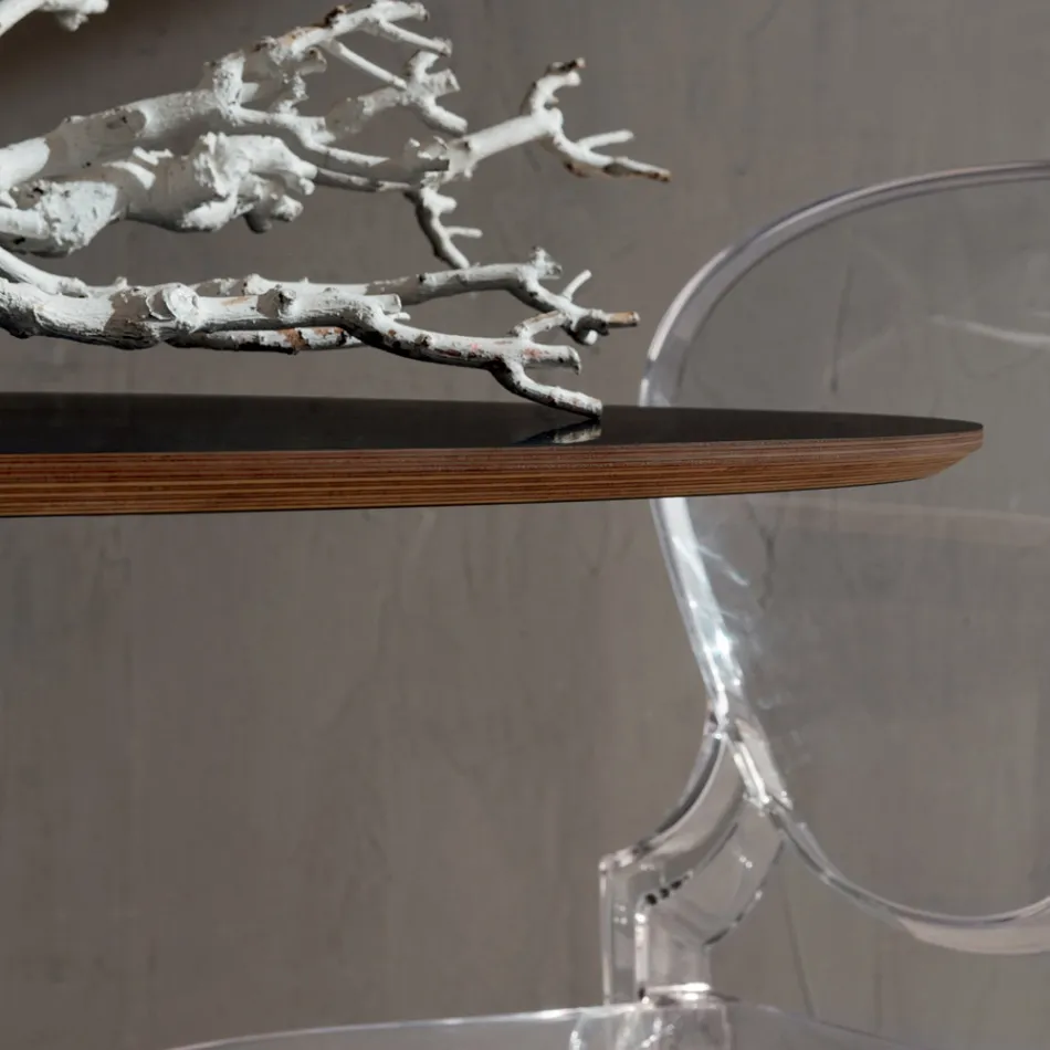 Kitchen Table in Fenix and Lacquered Synthetic Marble Made in Italy - Brontolo Viadurini