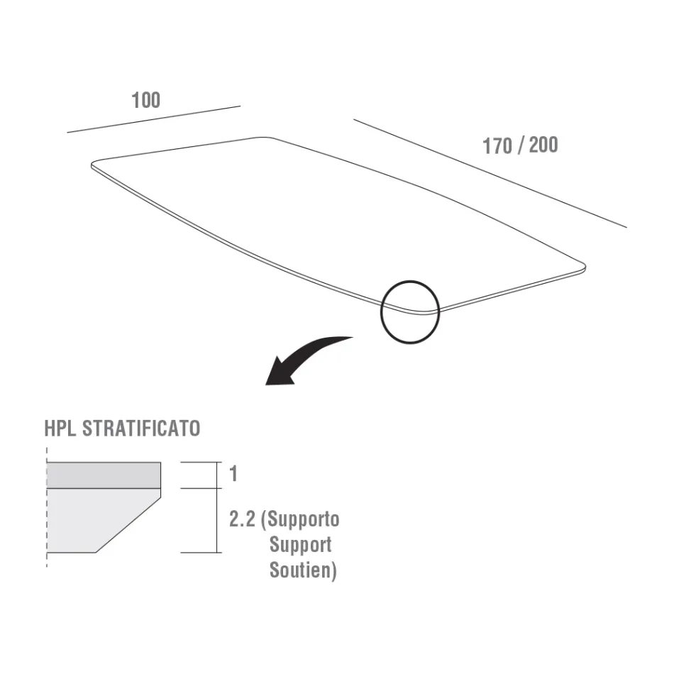 Hpl Kitchen Table with Anthracite Metal Base Made in Italy - Aresto Viadurini