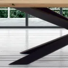 Modern Kitchen Table in Veneered Wood and Steel Made in Italy - Grotta Viadurini