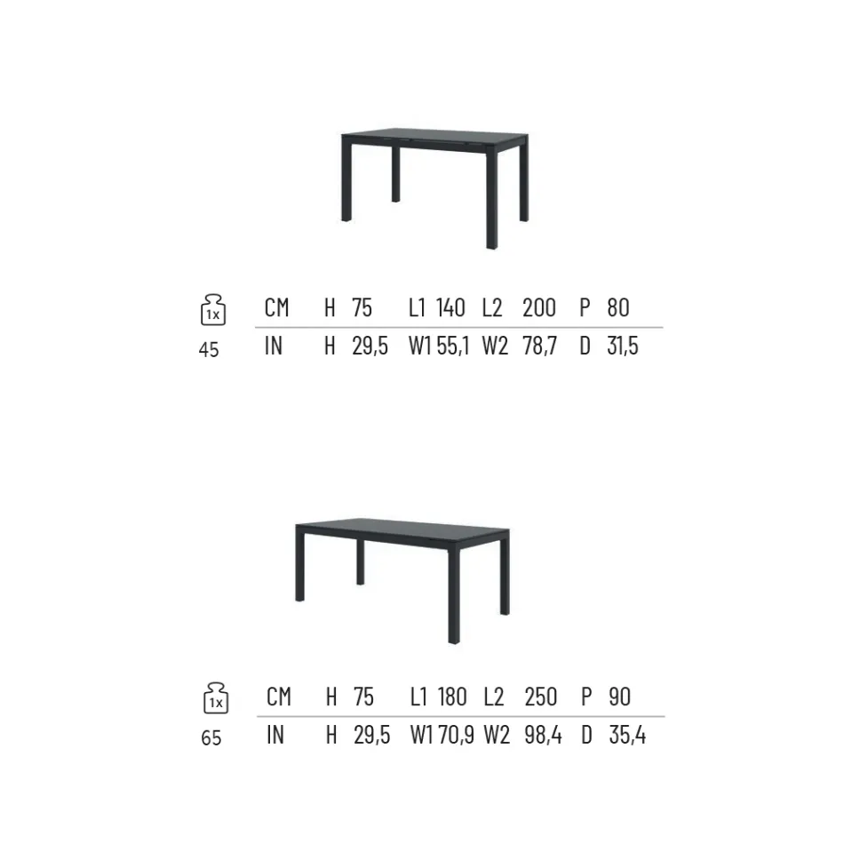 Outdoor Table Extendable to 250 cm in Metal Made in Italy - Beverly Viadurini