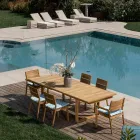 Extendable Outdoor Table with Teak Chairs and Armchairs - Marie Viadurini