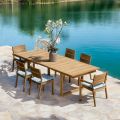 Extendable Outdoor Table with Teak Chairs and Armchairs - Marie