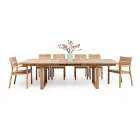 Extendable Outdoor Table with Teak Chairs and Armchairs - Marie Viadurini