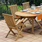 Outdoor Table with 2 Armchairs and 4 Teak Chairs - Yggdrasil Viadurini