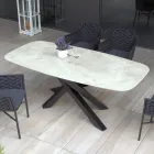 Outdoor Table with Aluminum Base and 12mm Laminated HPL Top - Zefiro Viadurini