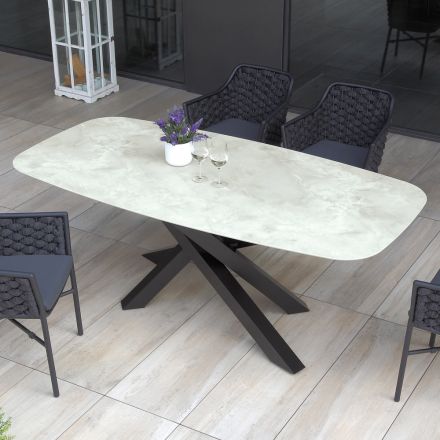 Outdoor Table with Aluminum Base and 12mm Laminated HPL Top - Zefiro Viadurini