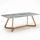Outdoor Table with Wooden Base and Iconic Ciprus Ceramic Top - Infinity Viadurini