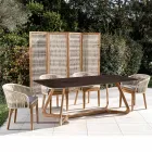 Outdoor Table with Wooden Base and Metal Corten Ceramic Top - Infinity Viadurini