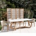 Outdoor Table with Wooden Base and Total White Ceramic Top - Infinity