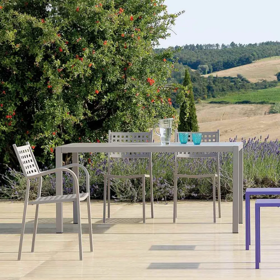 Rectangular Galvanized Steel Outdoor Table Made in Italy - Azul Viadurini