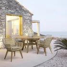 Outdoor Teak Table with Swivel Central Top, Homemotion - Dimitris Viadurini