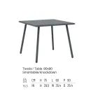 Square Outdoor Table in Galvanized Steel Made in Italy - Elvia Viadurini