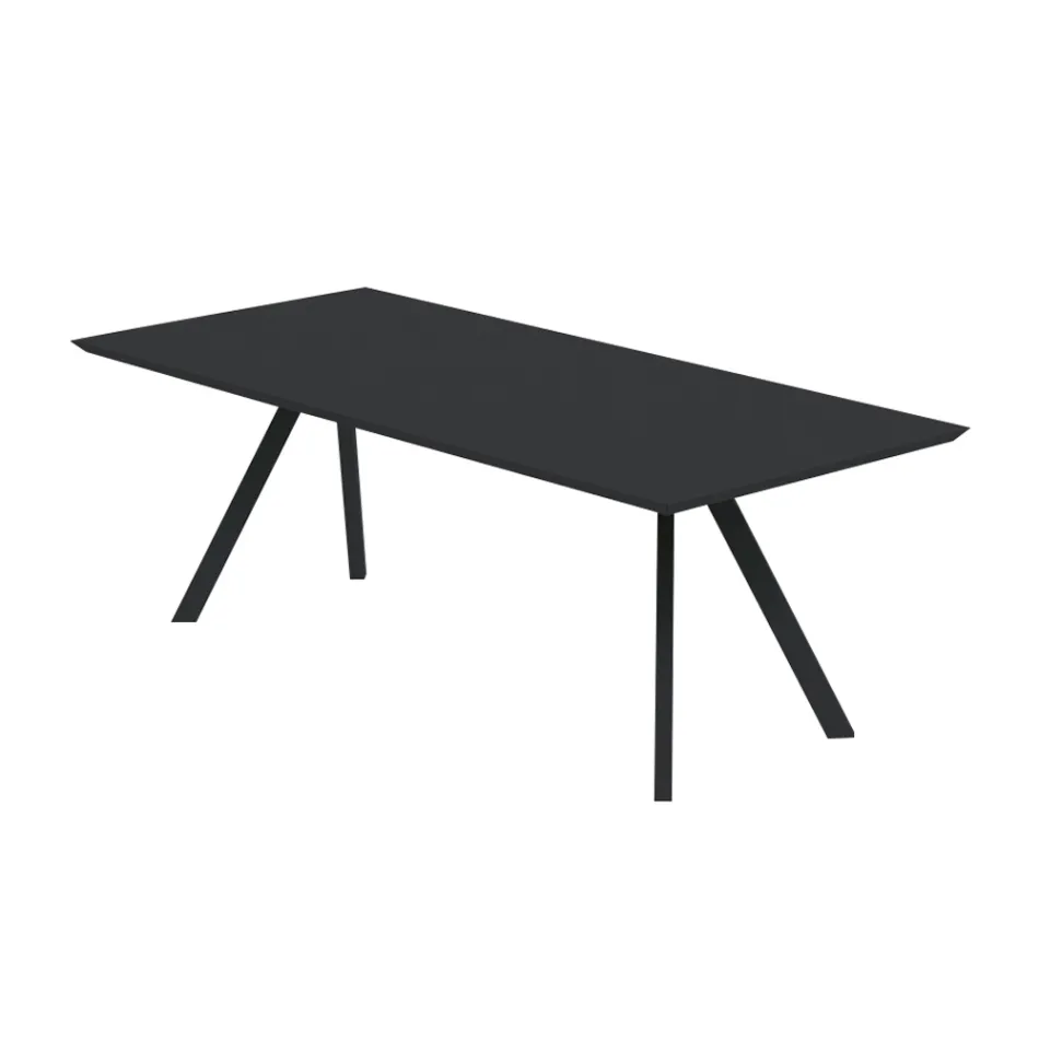 Rectangular Outdoor Table in Galvanized Steel Made in Italy - Brienne Viadurini