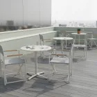 Round Outdoor Table Diameter 75 cm in Beige Aluminum - Brisea Viadurini