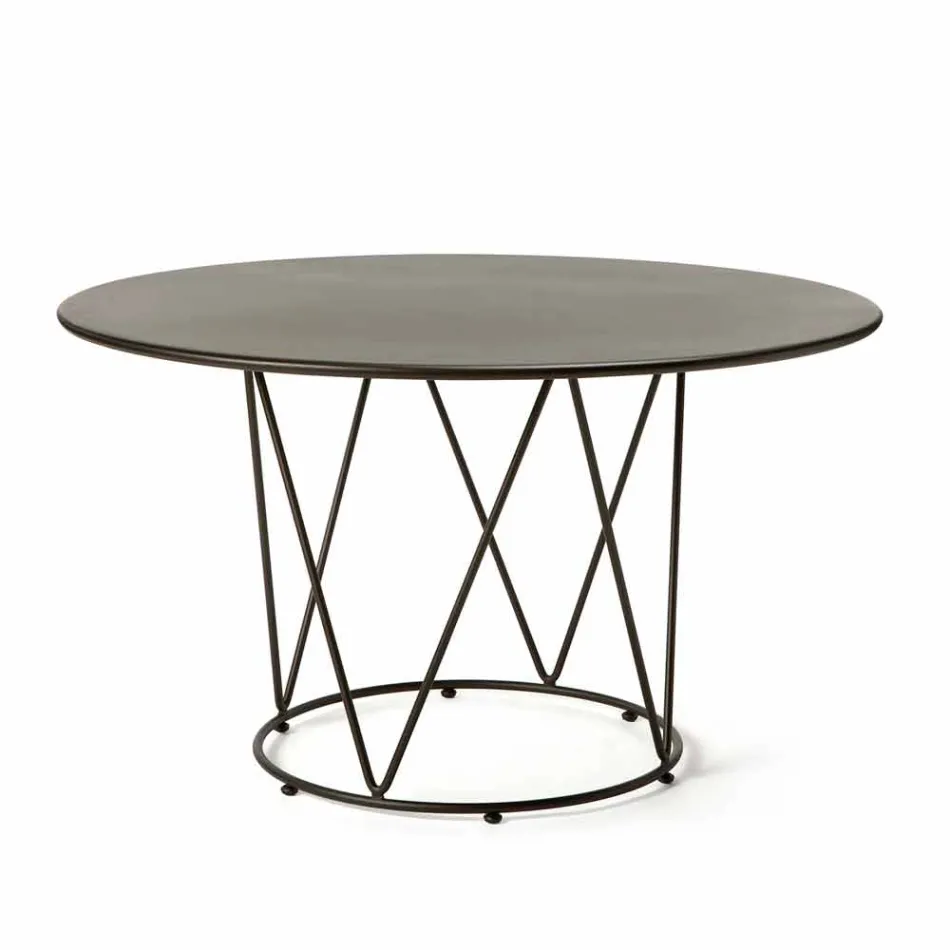 Round Modern Outdoor Table in Painted Metal Made in Italy - Ibra Viadurini