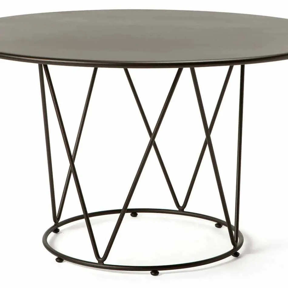 Round Modern Outdoor Table in Painted Metal Made in Italy - Ibra Viadurini