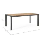 Garden Table 180x90 cm with Aluminum Base and Teak Top - Mean Viadurini