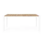 Garden Table 180x90 cm with Aluminum Base and Teak Top - Mean Viadurini