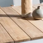 Garden Table 180x90 cm with Aluminum Base and Teak Top - Mean Viadurini