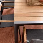 Garden Table 180x90 cm with Aluminum Base and Teak Top - Mean Viadurini