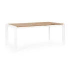 Garden Table 180x90 cm with Aluminum Base and Teak Top - Mean Viadurini